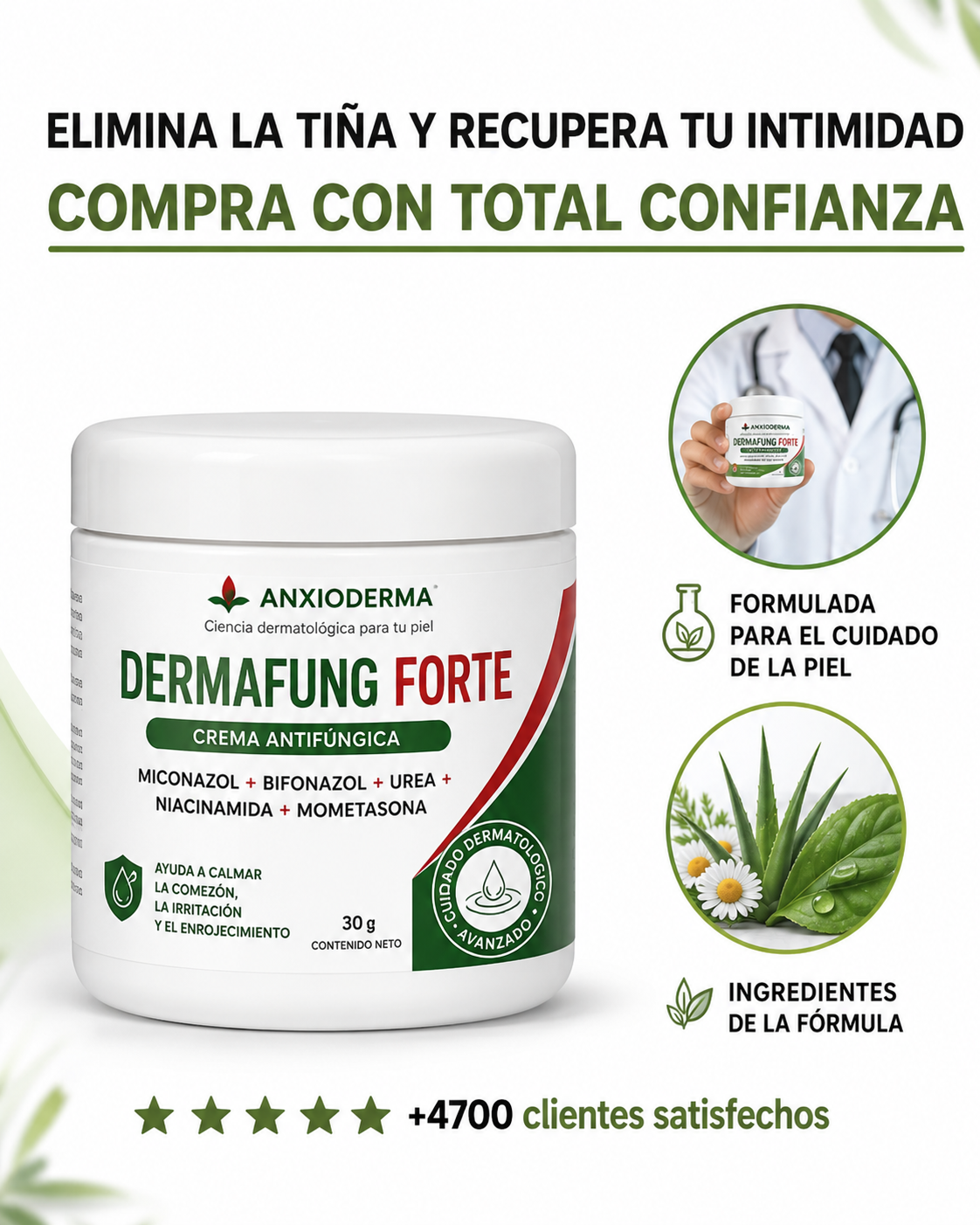 Dermafung Forte - Crema de Cuidado de los Pliegues de la Piel.