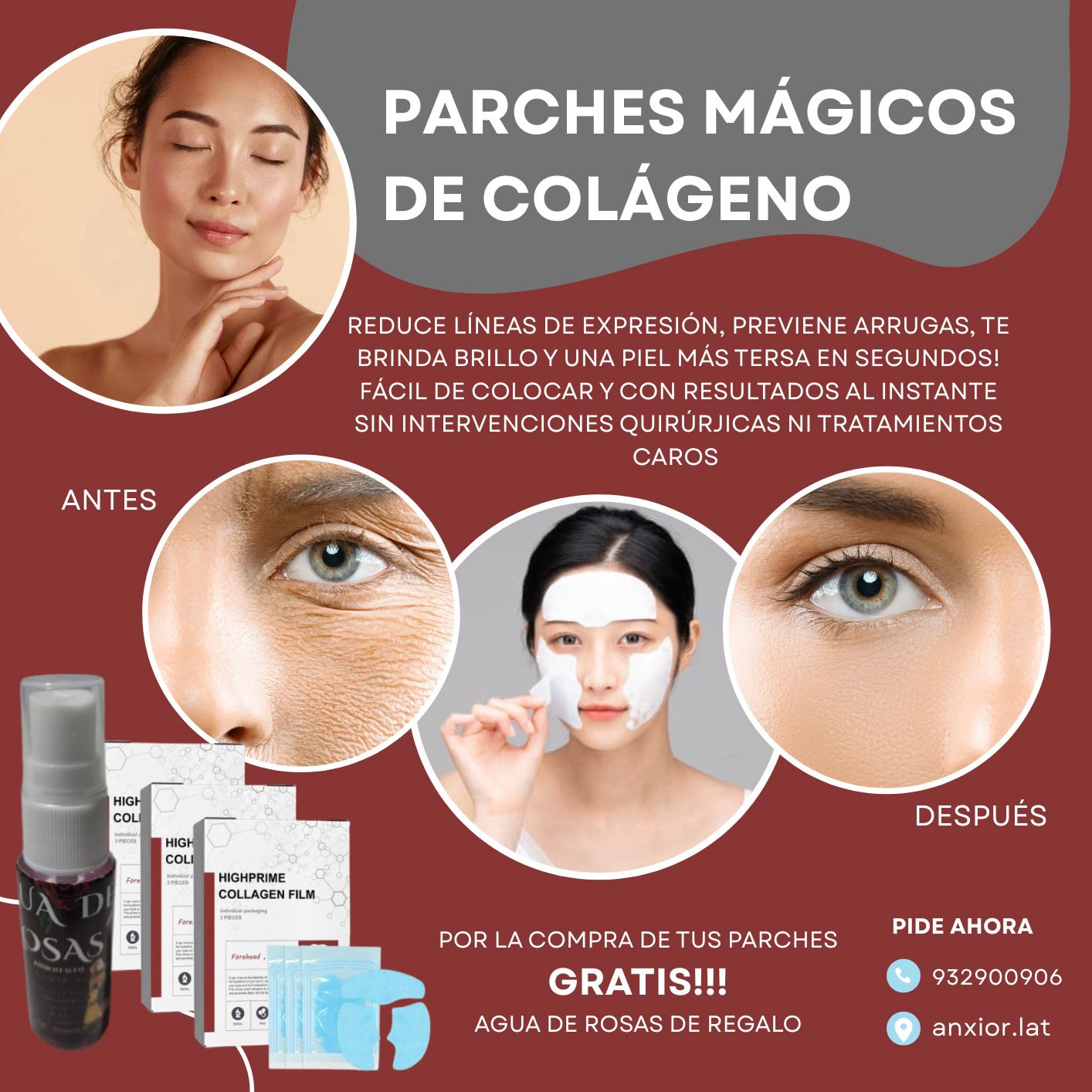 Parches de Colágeno – Mas tónico de agua de rosas gratis